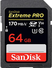 SANDISK Extreme PRO® 170MB/S CL10 - SDXC-Speicherkarte (64 GB, 170 MB/s, Schwarz)