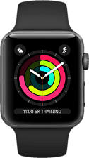 APPLE Watch Series 3 38 mm - Montre intelligente (140-210 mm, Plastique, Bracelet: Noir / Boîtier: Gris foncé)