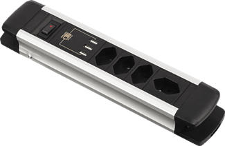 SCHOENENBERGER Power Strip - Steckdosenleiste (Schwarz/Silber)