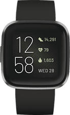 FITBIT Versa 2 - Smartwatch (S und L, Silikon, Schwarz/Carbon)