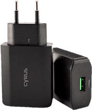 CYRUS Caricabatterie rapido USB originale QC 3.0, universale - Adattatore per corrente alternata (Nero)