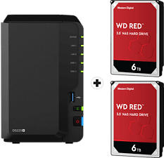 SYNOLOGY DiskStation DS220+ con 2x 6TB WD Red NAS (HDD) - Server NAS (HDD, 12 TB, Nero)