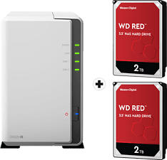 SYNOLOGY DiskStation DS220j mit 2x 2TB WD Red NAS (HDD) - NAS (HDD, 4 TB, Weiss)