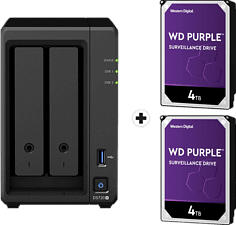 SYNOLOGY DiskStation DS720+ avec 2x 4TB WD Purple Surveillance (HDD) - Serveur NAS (HDD, SSD, 8 TB, Noir)