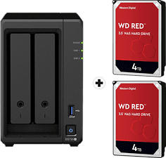SYNOLOGY DiskStation DS720+ con 2x 4TB WD Red NAS (HDD) - Server NAS (HDD, SSD, 8 TB, Nero)