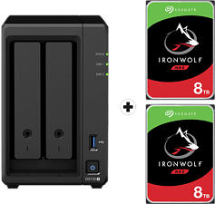 SYNOLOGY DiskStation DS720+ con 2x 8TB Seagate IronWolf NAS (HDD) - Server NAS (HDD, SSD, 16 TB, Nero)