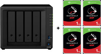 SYNOLOGY DiskStation DS920+ avec 4x 1TB Seagate IronWolf NAS (HDD) - Serveur NAS (HDD, SSD, 4 TB, Noir)