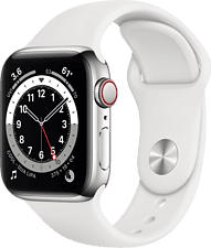 APPLE Watch Series 6 (GPS + Cellular) 40 mm - Smartwatch (130 - 200 mm, Fluorelastomer, Silber/Weiss)