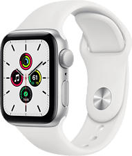 APPLE Watch SE (GPS) 40 mm - Smartwatch (130 - 200 mm, Fluorelastomer, Silber/Weiss)