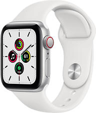 APPLE Watch SE (GPS + Cellular) 40 mm - Smartwatch (130 - 200 mm, Fluorelastomer, Silber/Weiss)