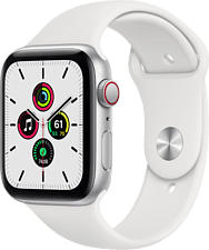 APPLE Watch SE (GPS + Cellular) 44 mm - Smartwatch (140 - 220 mm, Fluorelastomer, Silber/Weiss)