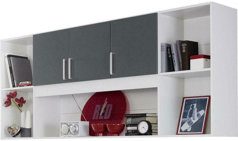Regal mit Schranktüren Albero B 212cm, Weiß/Grau