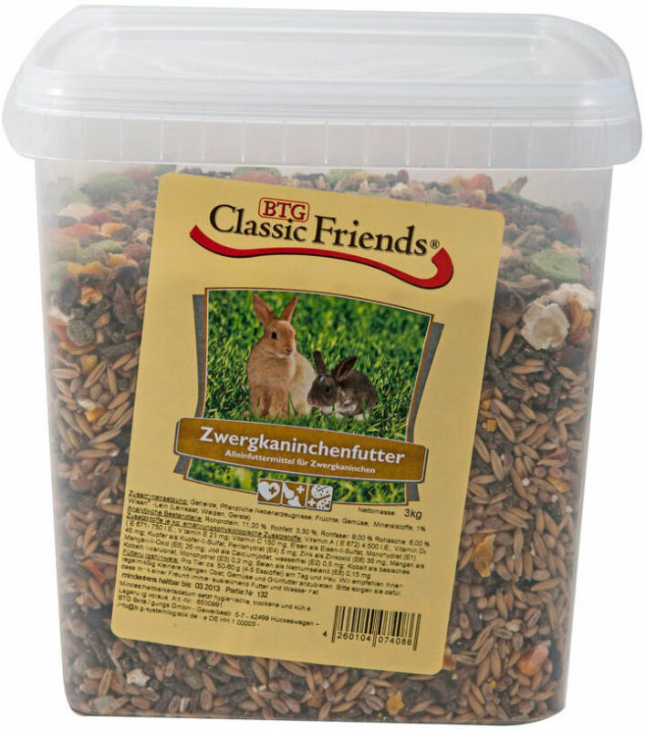 Classic Friends Zwergkaninchenfutter Eimer 3kg