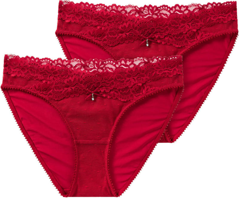 2 Damen Slips mit floraler Spitze (Nur online)