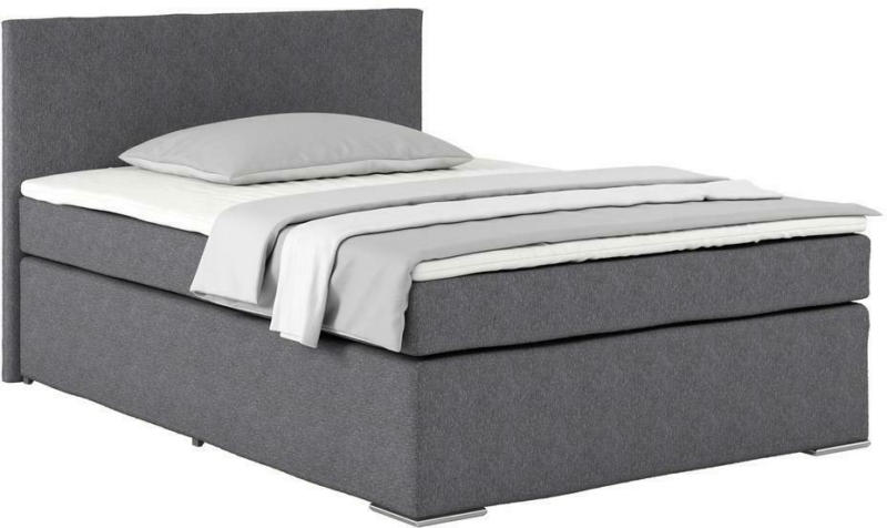 Boxspringbett mit Topper 140x200cm Nero, Dunkelgrau