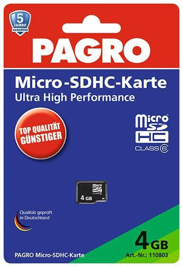 PAGRO Micro-SDHC Speicherkarte 4 GB