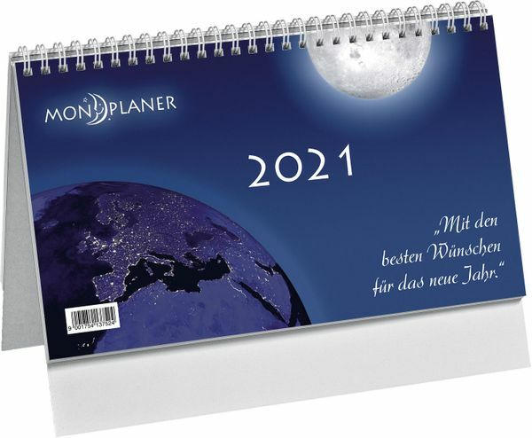 Tischkalender ”Mondplaner” 24 x 17,5 cm weiß 2021