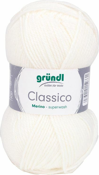 GRÜNDL Wolle ”Classico” 50g weiß