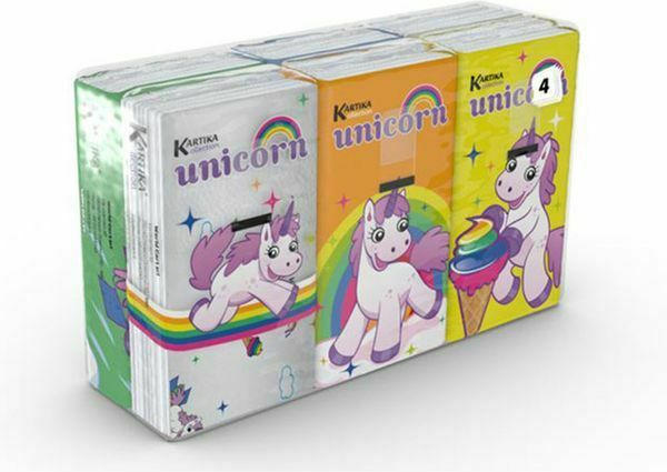 Taschentücher ”Einhorn” 10 Packungen 4-lagig bunt