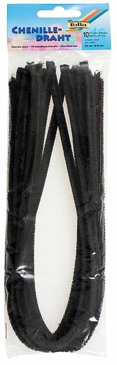 FOLIA Chenilledraht 10 Stück 50 cm schwarz