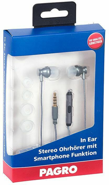 PAGRO In Ear Stereo-Ohrhörer mit Handy-Funktion spacegrau