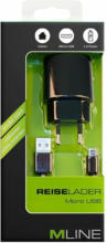 Pagro MLINE Reise-Ladegerät mit Micro-USB Kabel schwarz