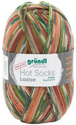 GRÜNDL Wolle ”Hot Socks Lazise” 150g rostbraun/grün/orange