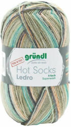 GRÜNDL Wolle ”Hot Socks Ledro” 100g grün/helltürkis/apricot