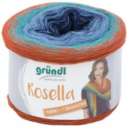 GRÜNDL Wolle ”Rosella” 200g kobaltblau/hellblau/grün/orange
