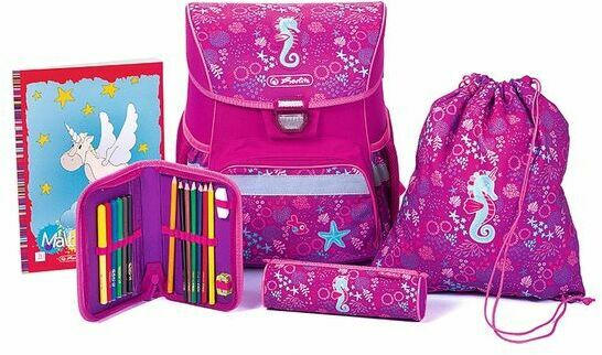 HERLITZ Schultaschenset ”Loop - Seepferdchen” 5 Teile pink