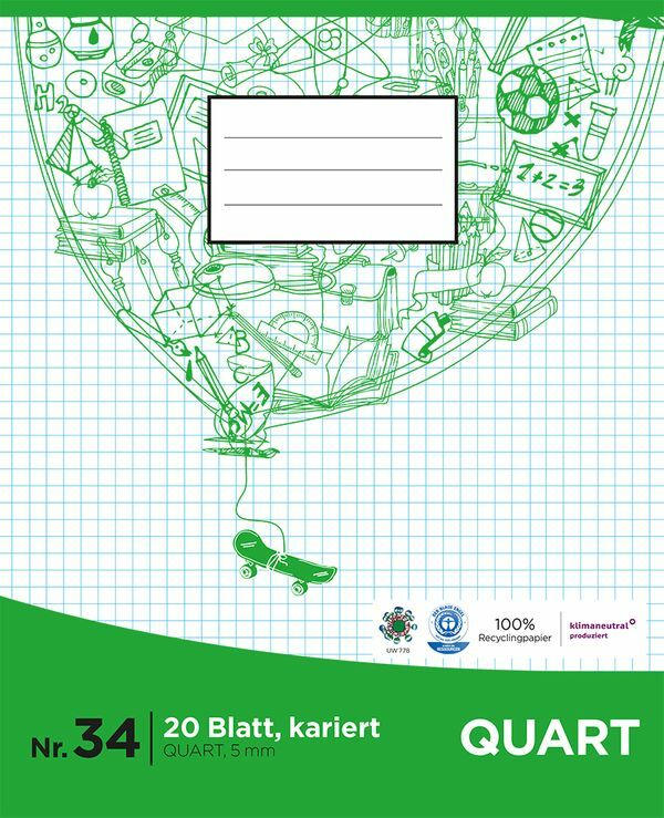 PAGRO Heft Quart 20 Blatt kariert