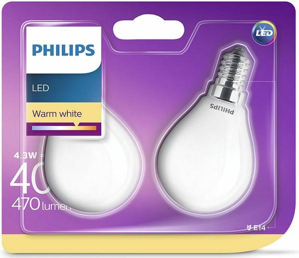 PHILIPS LED-Lampe in Tropfenform E14 4,3 Watt matt 2 Stück