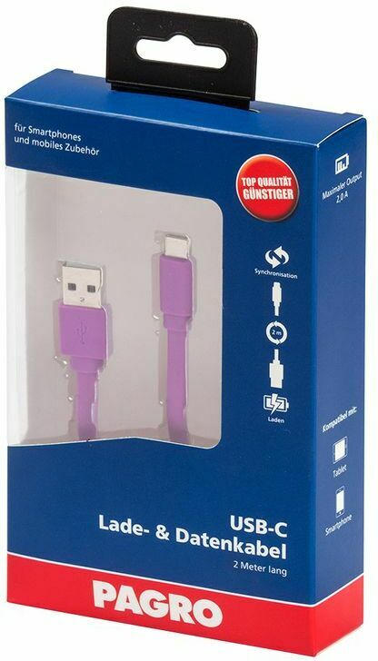 PAGRO Lade & Datenkabel USB-C 2 m violett