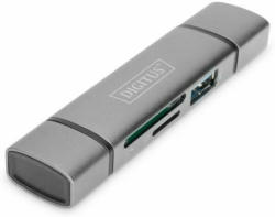 DIGITUS Dual-Card Reader Hub USB-C USB 3.0 silber