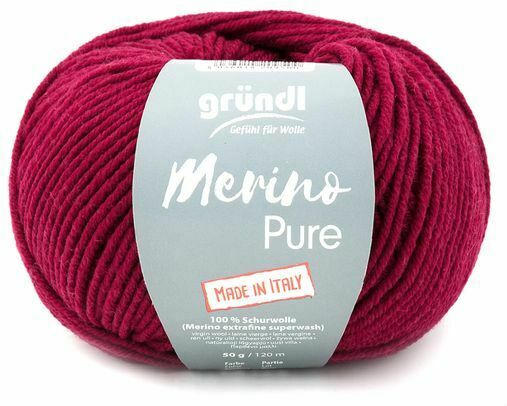 GRÜNDL Wolle "Merino Pure" 50g weinrot