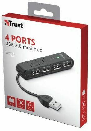 TRUST 4 Port USB 2.0 Mini Hub "Vecco" schwarz