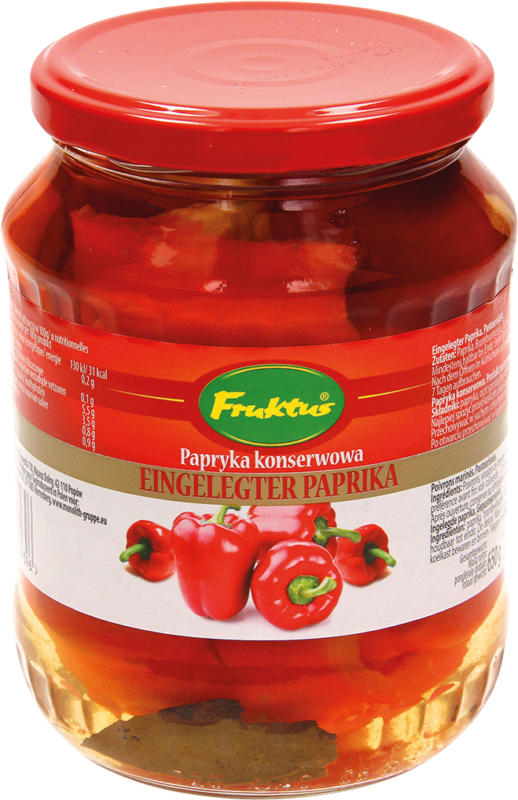 Eingelegter Paprika. Pasteurisiert.