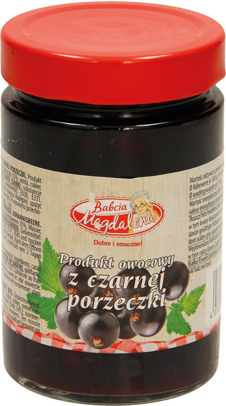 Fruchtaufstrich-Schwarze Johannisbeere. Pasteurisiert.