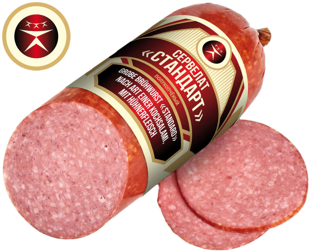 Grobe Brühwurst “Standard” nach Art einer Kochsalami, mit Hühnerfleisch