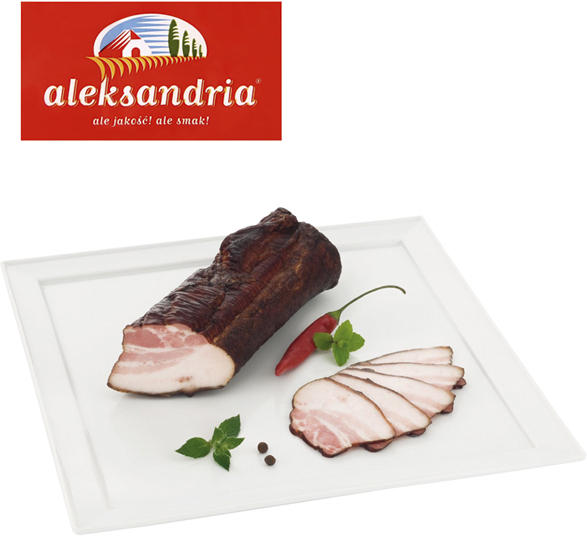 Schweinebauchspeck, gepökelt, gegart und geräuchert