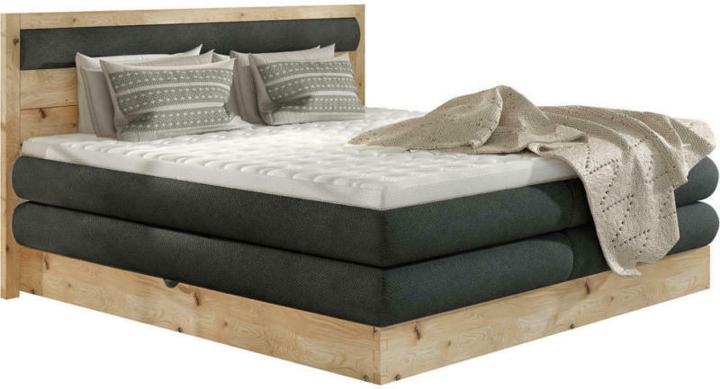 Boxspringbett 180/200 cm in Anthrazit, Eichefarben