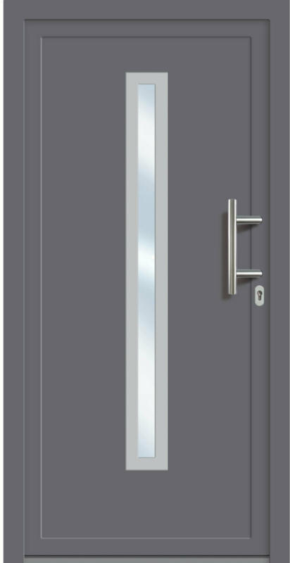 Haustür „JM Signum“ PVC Mod. 70, weiß/titan Anschlag rechts, 98x208 cm Außen: Titan, Innen: Weiß | 98x208 cm | rechts