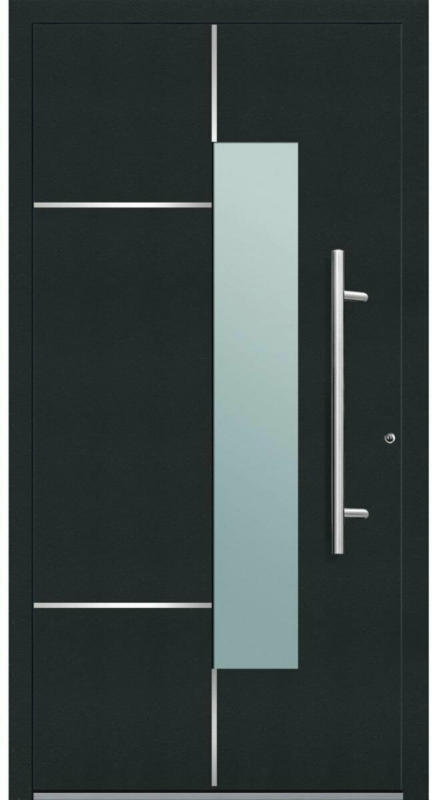 Aluminium Sicherheits-Haustür „Bari Exklusiv“, 75mm, anthrazit, 110x210 cm, Anschlag rechts, RC2-zertifiziert, inkl. Griffset 110 cm | rechts