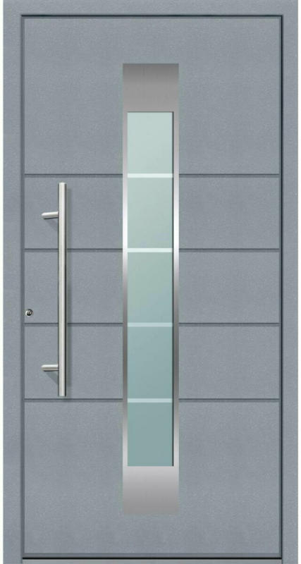 Aluminium Sicherheits-Haustür „Turin Superior“, 60mm, grau, 110x210 cm, Anschlag links, RC2-zertifiziert, inkl. Griffset Links