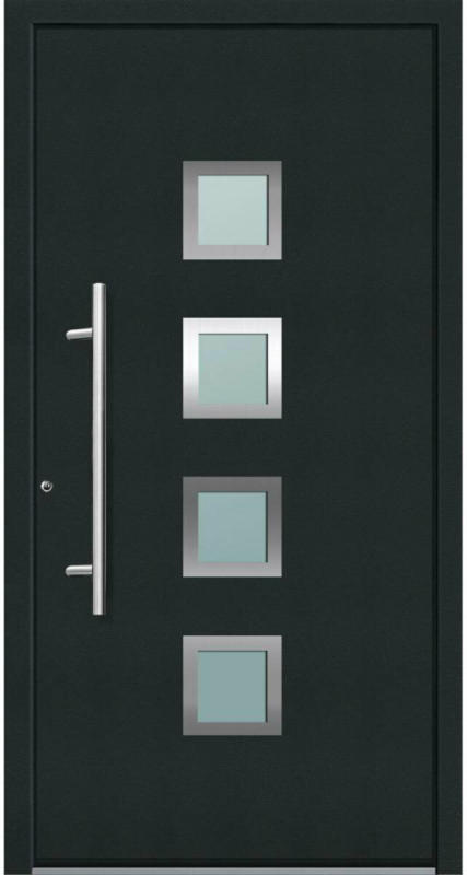 Aluminium Sicherheits-Haustür „Mailand Superior“, 60mm, anthrazit, 110x210 cm, Anschlag links, RC2-zertifiziert, inkl. Griffset Links