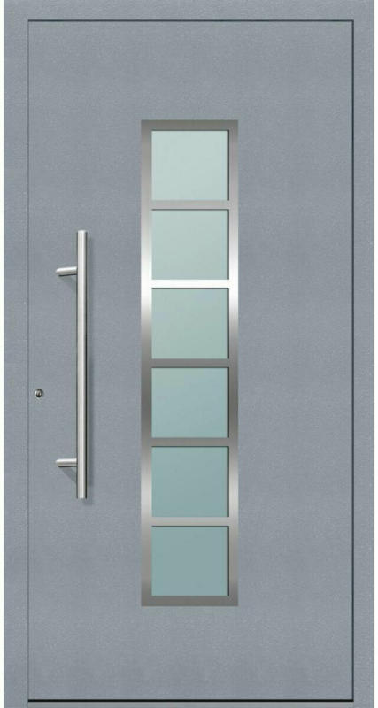 Aluminium Sicherheits-Haustür „Trient Exklusiv“, 75mm, grau, 110x210 cm, Anschlag links, RC2-zertifiziert, inkl. Griffset 110 cm | Links