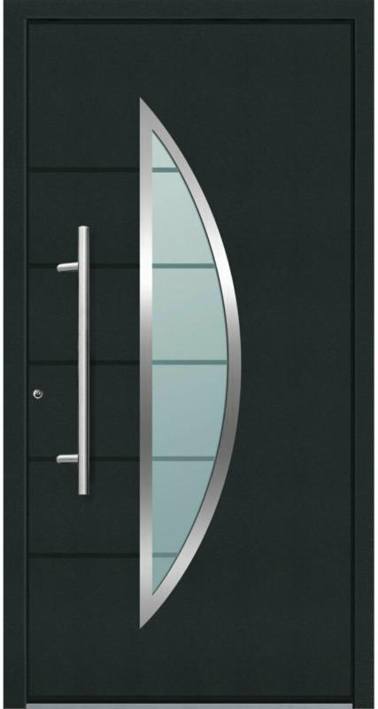 Aluminium Sicherheits-Haustür „Sassari Superior“, 60mm, anthrazit, 110x210 cm, Anschlag links, RC2-zertifiziert, inkl. Griffset Links