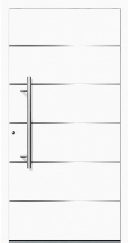 Aluminium Sicherheits-Haustür „Livorno Superior“, 60mm, weiß, 110x210 cm, Anschlag links, RC2-zertifiziert, inkl. Griffset Links