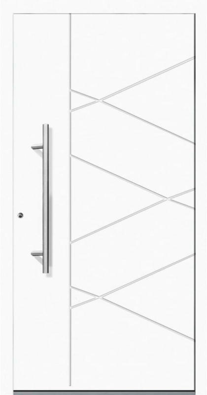 Aluminium Sicherheits-Haustür „Foggia Exklusiv“, 75mm, weiß, 100x210 cm, Anschlag links, RC2-zertifiziert, inkl. Griffset Links