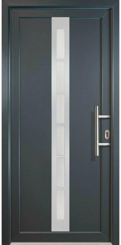 Haustür „JM Signum“ Aluminium PVC Mod. 38, titan/titan, Anschlag rechts, 98x208 cm rechts